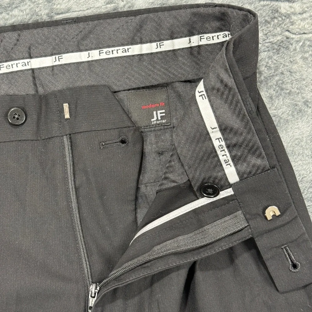 J. Ferrar Dress Pants Men 32x30 Black‎ Modern Fit Trousers SS6-3604